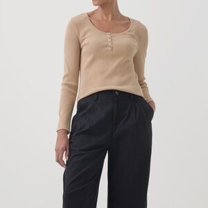 NEW PACT  Favorite Rib Henley Long Sleeve Top SIZE: S